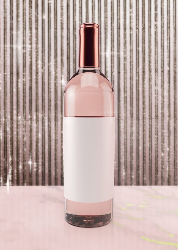 Festive Rosé wine on pink background
